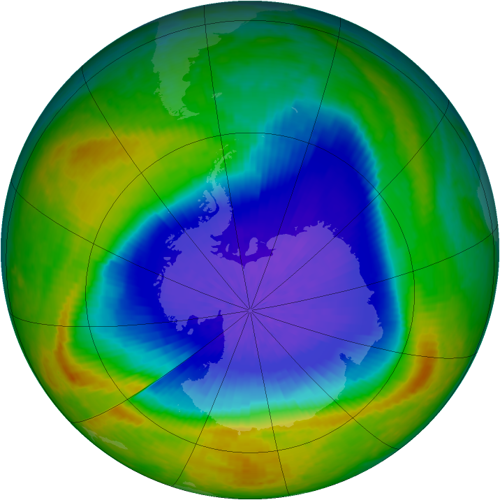 Antarctic ozone map for 02 October 2004